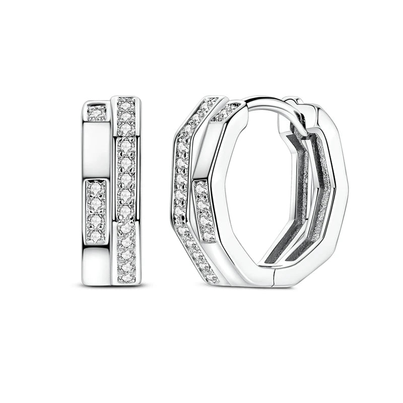 Hypoallergenic CZ zircon hoop earrings in 925 sterling silver by HSF Marketplace