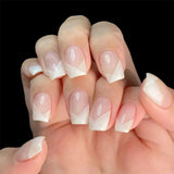 24-piece oval short pink ombre press-on false nails for women and girls, removable wearable nail art