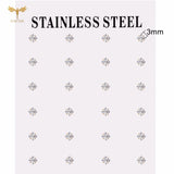 12-pair white crystal stud earrings set, 2–7mm round and square zircons with golden stainless steel posts