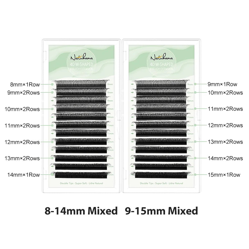 NATUHANA W-Shaped 4D 5D Volume Eyelash Extensions Premade Volume Fans W Shape Lashes Natural Soft False Eyelashes for Makeup