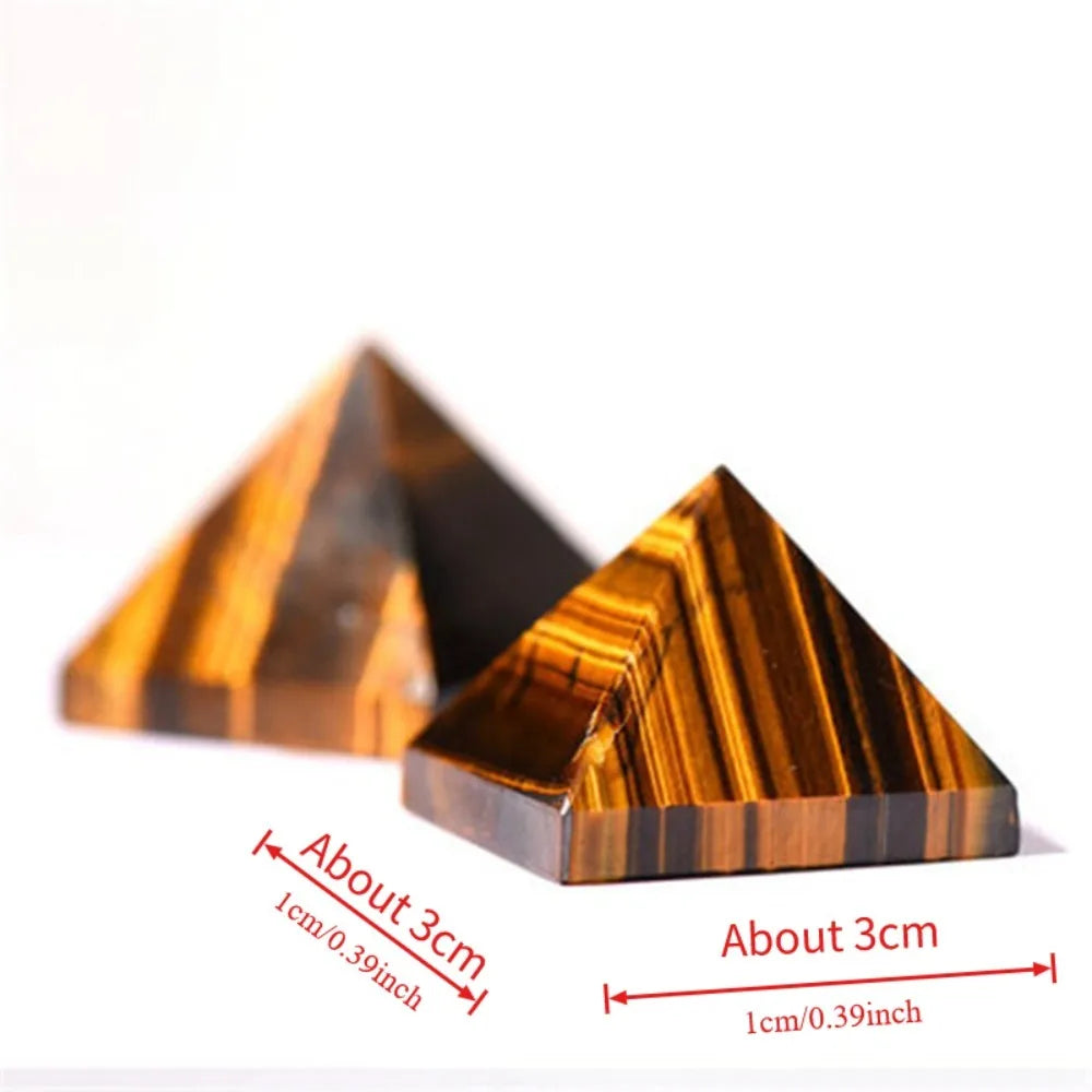 Natural Golden Tiger Eye Jasper Pyramid Crystal, Spiritual Healing Stone for Home Decor, Chakra Balancing & Reiki