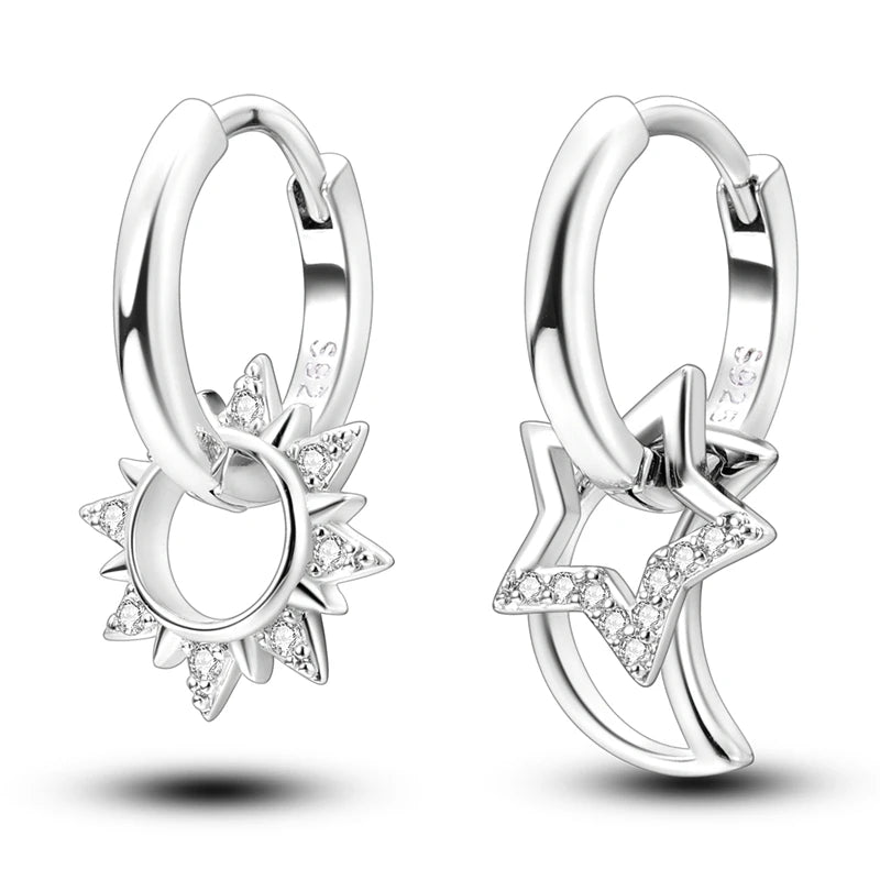 925 sterling silver hoop earrings with zirconia, hypoallergenic jewelry for women and girls