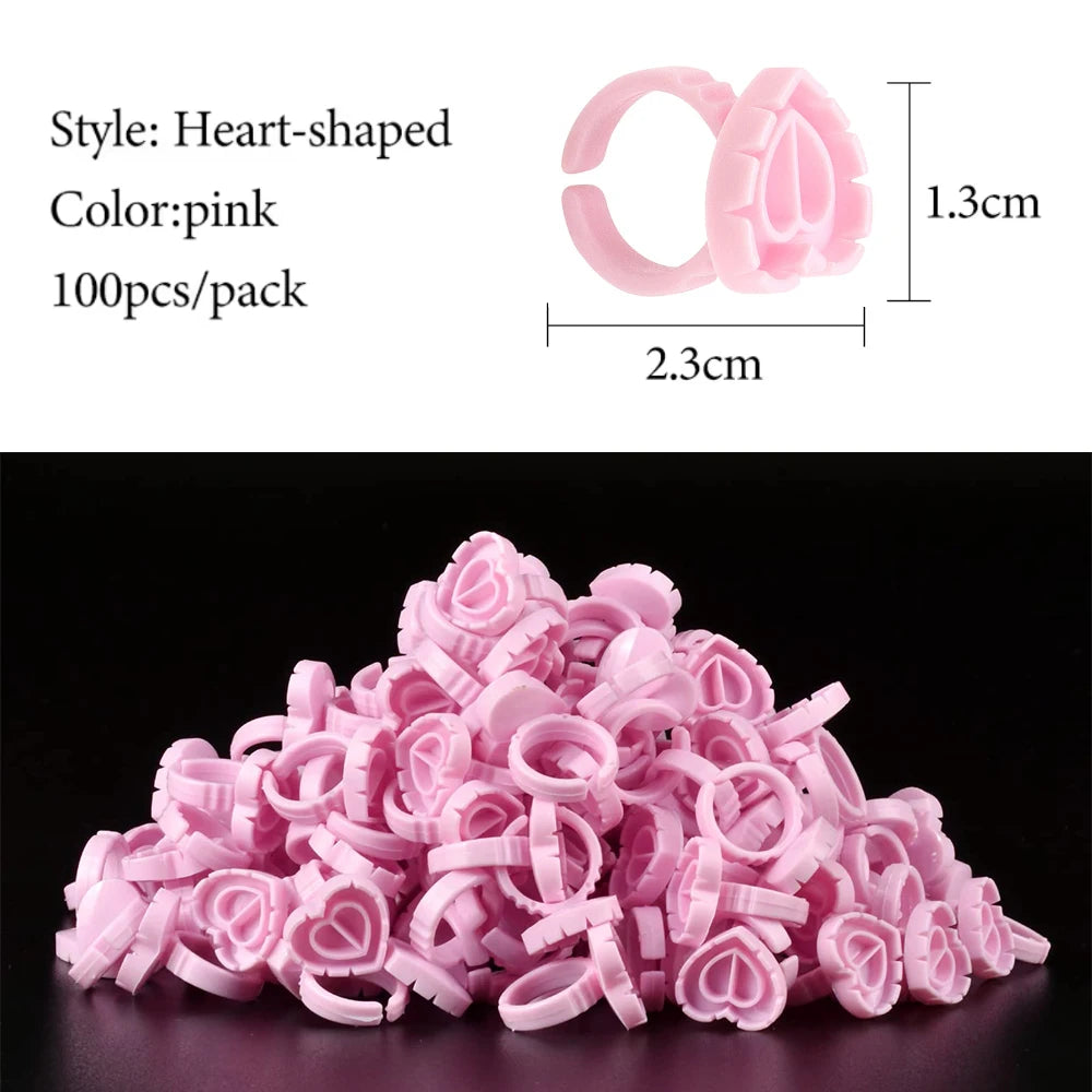 100PCS Disposable Glue Rings Eyelash Extension/Nail Art/Tattoo Blossom Smart Cup Extension Supplies Tools