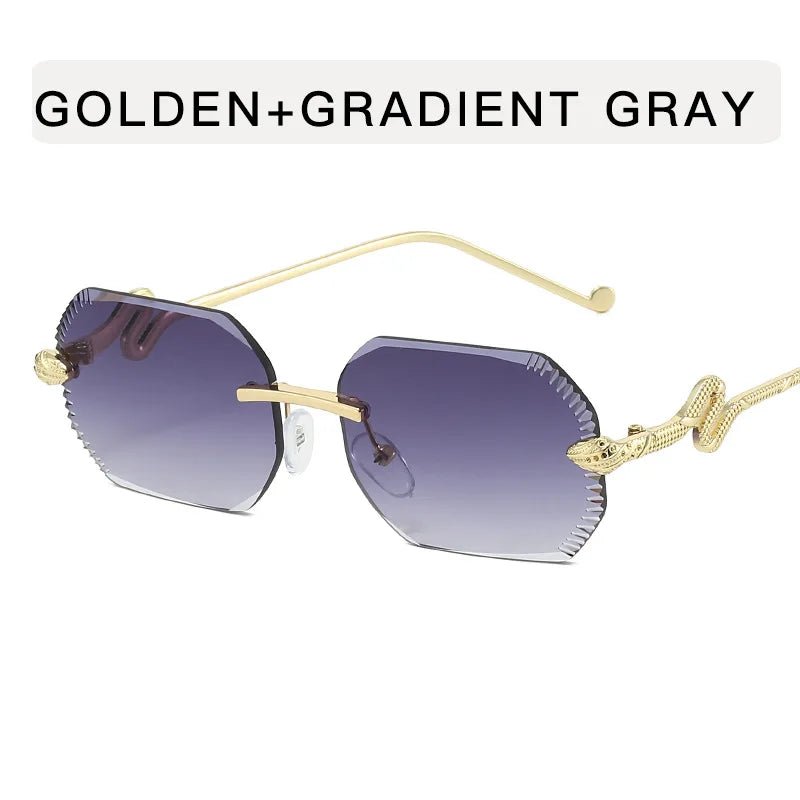 Unisex snake-shaped metal fashion sunglasses with irregular frame and UV protection, perfect for stylish sunshade wear.