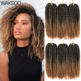 Wakego 12 Inch Marlybob Crochet Braids Afro Curly Short Passion Twist Marlybob Jerry Curl Crochet Hair Kinky Twist Braiding Hair