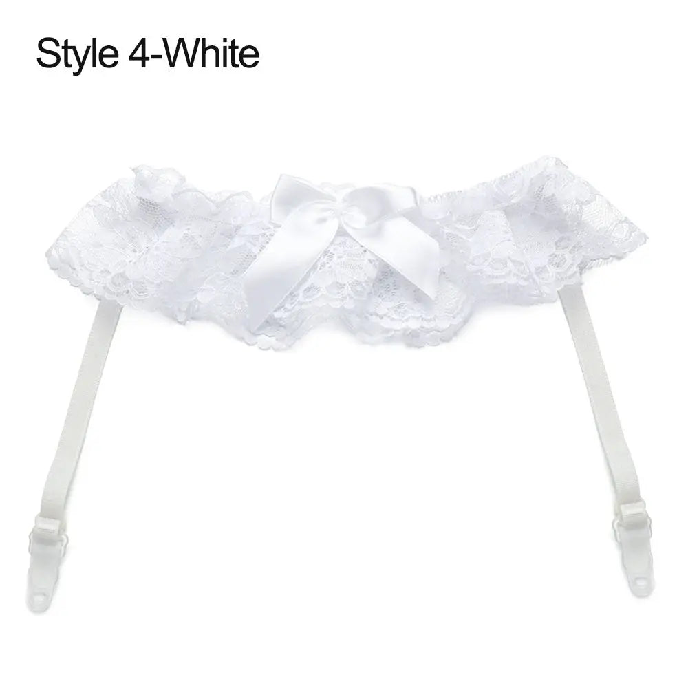 Women's lace bow leg ring garter belt with bowknot detail, bridal wedding cosplay thigh loop by HSF Marketplace