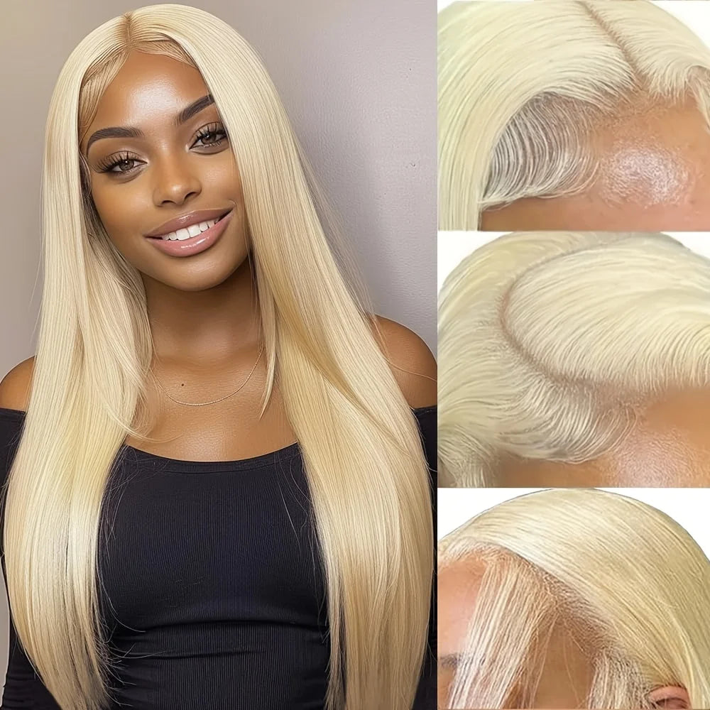 13x6 Deep Part 613# Blonde Straight Lace Frontal Wig Brazilian Straight Human Hair 13x4 Transparent Lace Front Wig for Women
