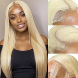 13x6 Deep Part 613# Blonde Straight Lace Frontal Wig Brazilian Straight Human Hair 13x4 Transparent Lace Front Wig for Women