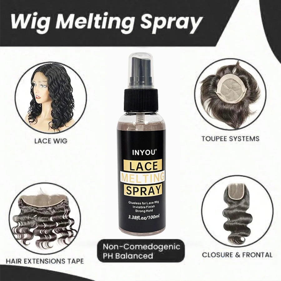 100ML Lace Wig Melting And Holding Spray Strong Natural Finish Wig Adhesive Glue for Lace Front Melt Super Hold Hair Spray