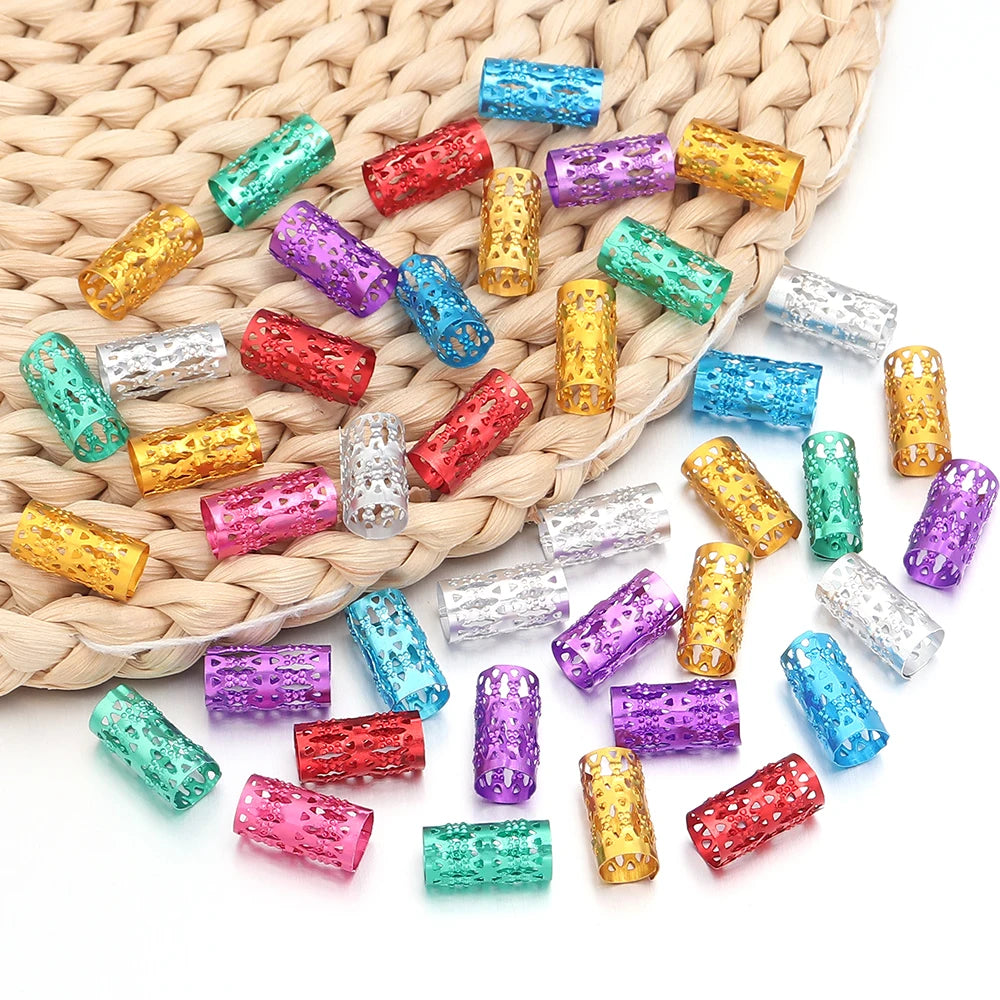 100Pcs Metal Hair Tube Adjustable Dreadlock Dread Braids Beads Cuffs Clip for Women Men Kids Hair Accessories Styling Tools