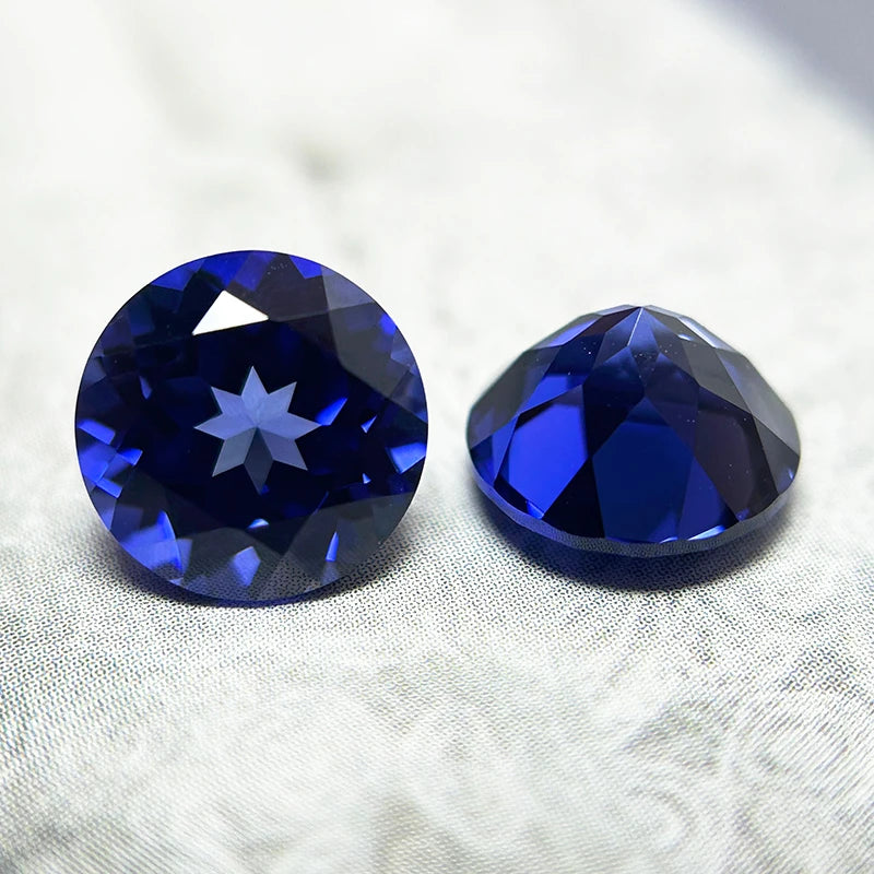 Lab Grown Sapphire Round Shape Royal Blue Color DIY Charms Jewelry Making Ring Necklace Earrings Main Materials Certificate