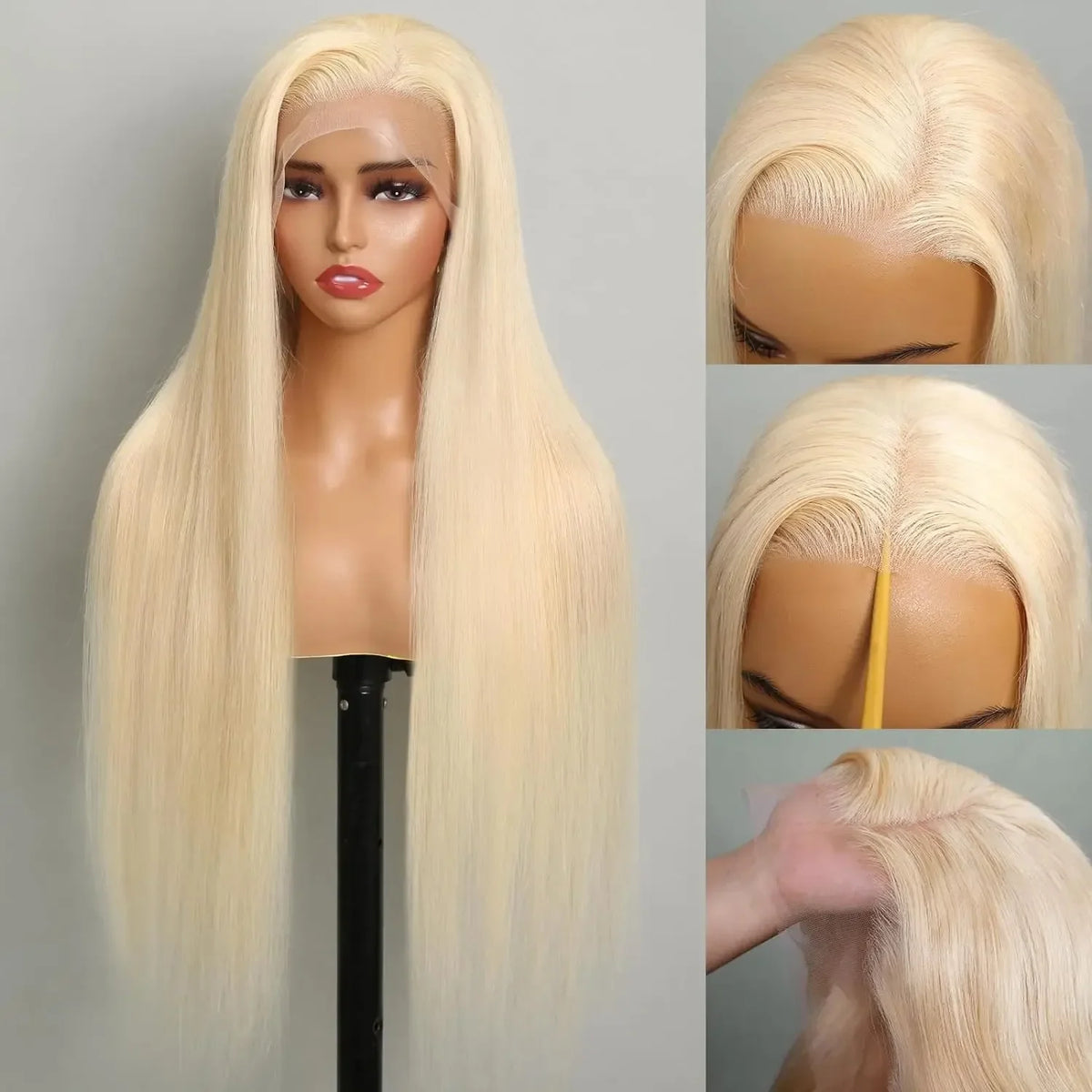 30 36 Inch 200 Density Straight 613 Honey Blonde 13x4 lace Front Wigs 13x6 Transparent Lace Frontal Human Hair Wig For Women