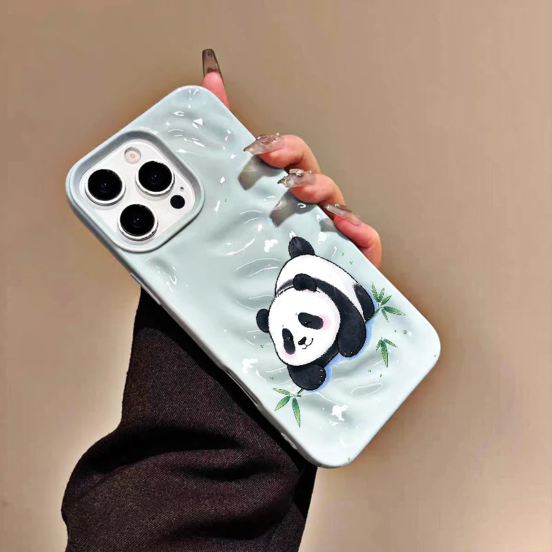 Light Blue Panda Phone Case for iPhone 11 to 18 Series