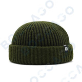 Women's thick striped knitting docker cap warm winter beanie with letter label, vintage retro style by HSF Marketplace