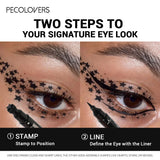 Set of 7 waterproof liquid eyeliner and tattoo stamp pencils featuring moon, star, and heart shapes for quick-dry eye makeup.