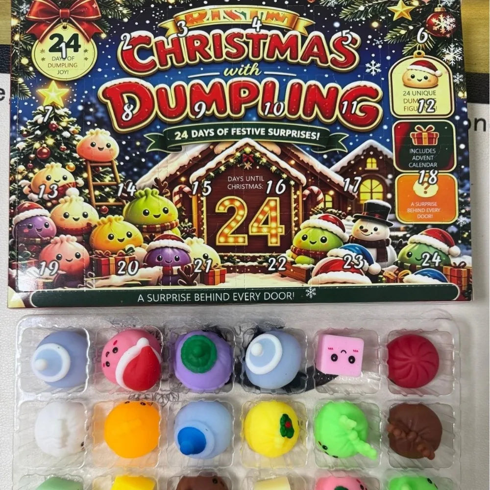 Christmas dumpling squishy advent calendar with 24-day countdown and slow-rising sensory toys by HSF Marketplace
