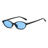 Retro oval frame sunglasses by HSF Marketplace featuring small trendy punk cat eyes sunshade and sun protection.