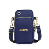 Women's crossbody mobile phone bag by HSF Marketplace featuring a mini, three-layer wallet design with shoulder strap and coin compartment.
