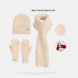 Women's winter warm knitted hat, scarf, and gloves set in a coordinated design by HSF Marketplace