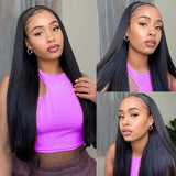 30-inch straight Brazilian human hair headband wig, full machine-made wig for women with no-glue design