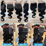 Body Wave Human Hair Bundles And Closure 2x6 4x4 5x5 Lace Closure 26 inch Human Hair Bundles With Closure Brazilian Raw Hair Bundles 100% Human Hair Extensions Soft Thick Body Wave Bundles Deals No Tangle Shedding With Transp