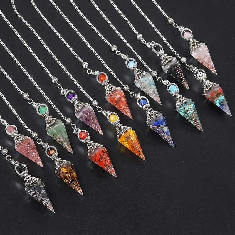 Natural stone pendulum pendant for jewelry making and energy by HSF Marketplace
