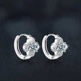 1Ct D-Color Moissanite Clover Earrings in S925 Sterling Silver - Elegant Four-Leaf Jewelry for Women
