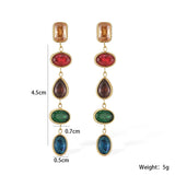 Stainless steel dangle earrings with colorful CZ crystals for women by HSF Marketplace