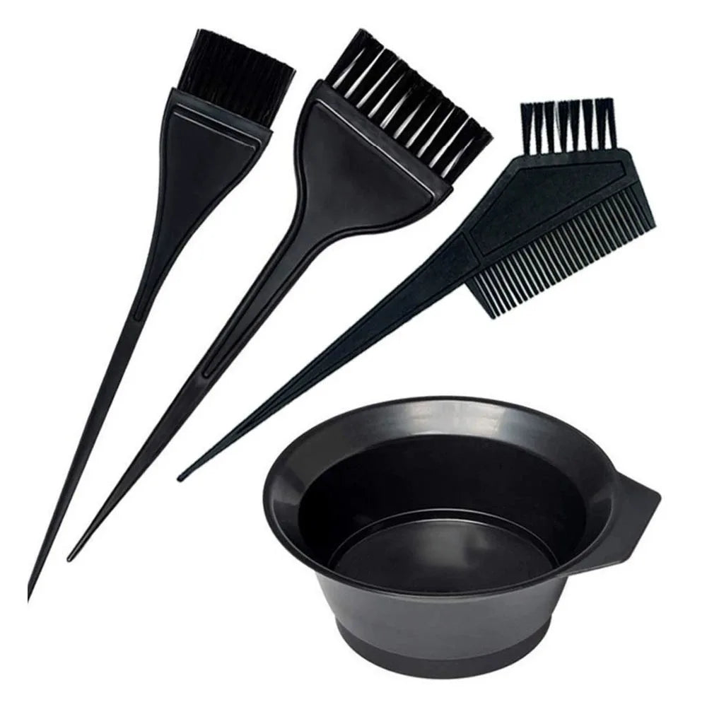 4Pcs Home Salon Hair Dyeing Brush Set Hair Dyeing Cream Bowl Coloring Brush Comb Kits Hair Tint Applicator Barber Styling Tools