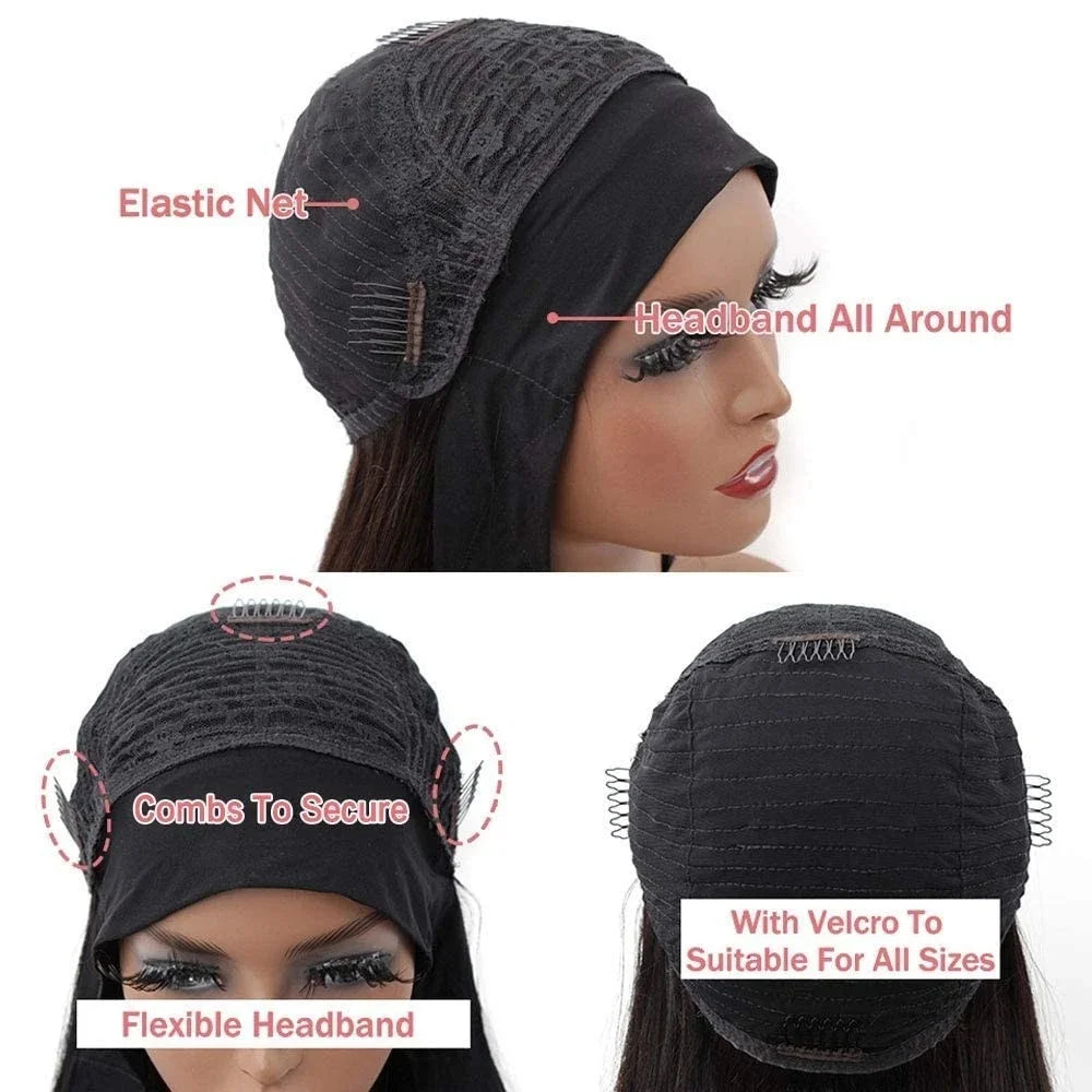 200% density 30-inch body wave human hair headband wig for Black women by HSF Marketplace