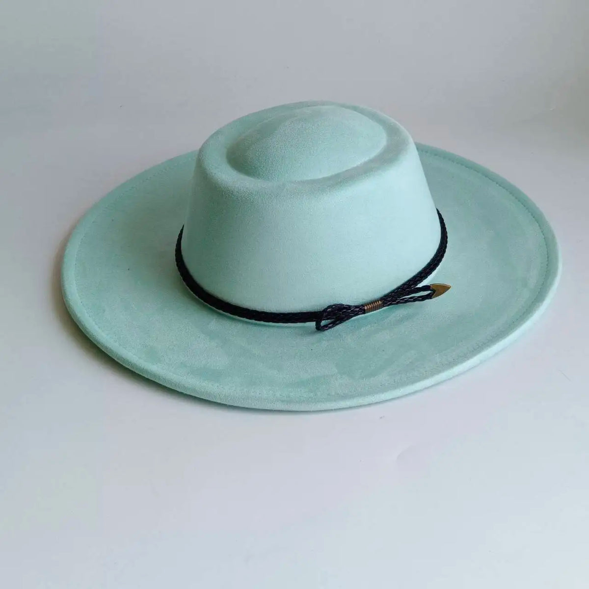 Khaki wide brim vegan suede fedora hat for women and men, autumn and winter felt style