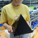 4-20cm Natural Mineral Black Tourmaline Pyramid, Crystal Quartz Black Ore Healed, Mineral Polished Triangular Pyramid