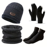 Cozy Winter Accessory Set by HSF Marketplace with soft beanie, gloves, socks, and scarf