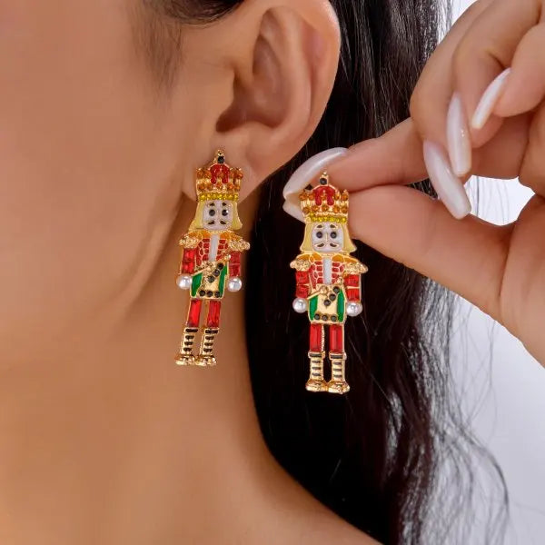 Merry Christmas pearl flower star bell dangle earrings for women by HSF Marketplace