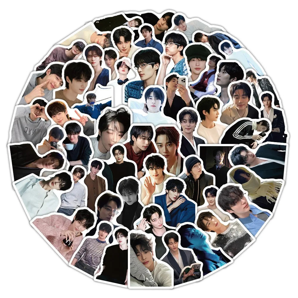 Korean drama male lead stickers for laptops and phone cases, K-culture merch by HSF Marketplace