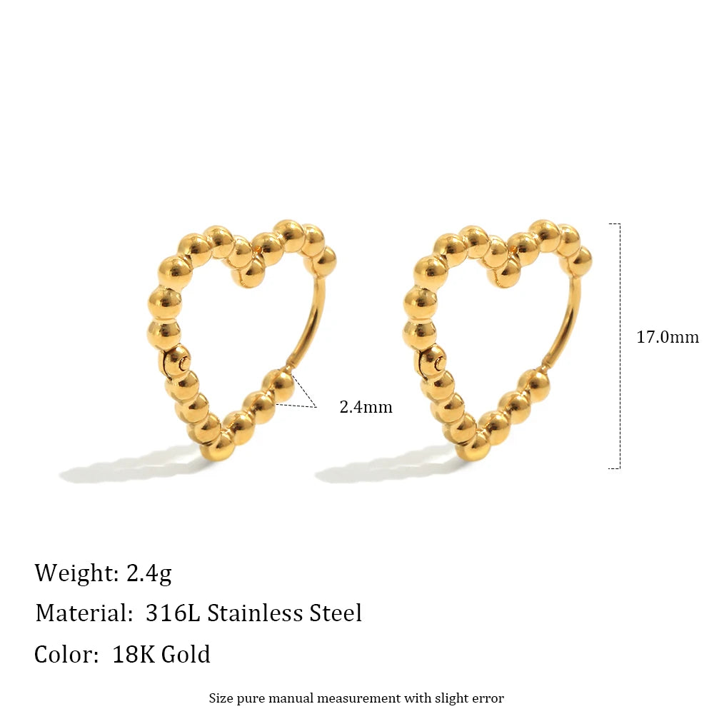 MamacitaSlay 18K gold-plated 316L stainless steel geometric zircon beaded hoop earrings for women