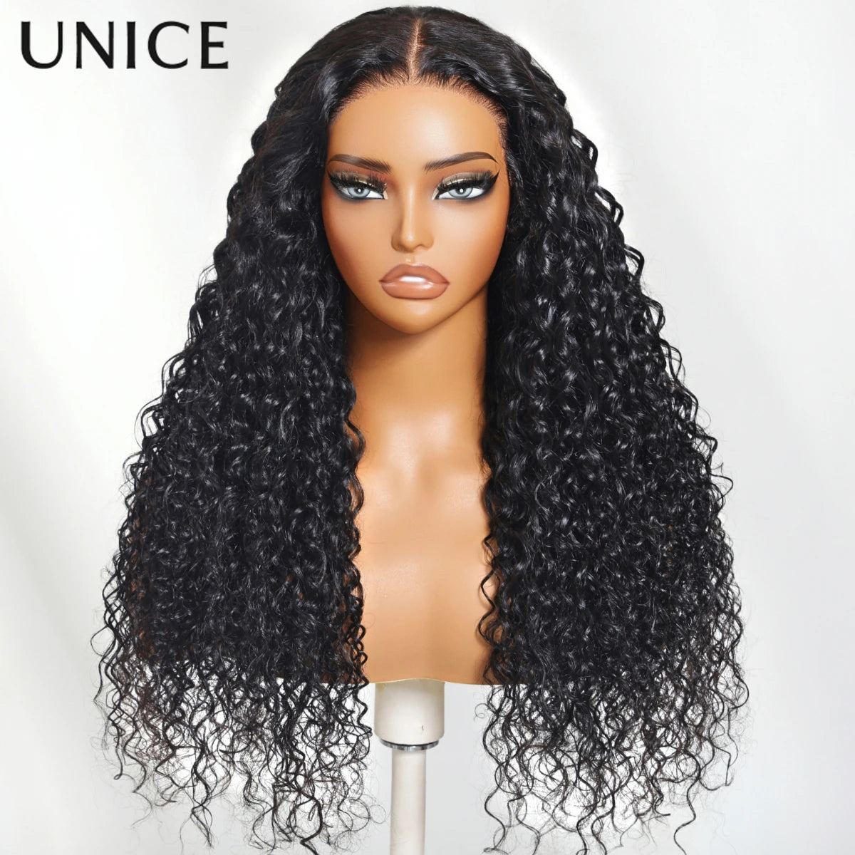 UNice Bye-Bye Knots 7x5 Lace Water Wave Curly Wig With Drawstring Pre Cut Pre Bleached Glueless Wig Human Hair Ready To Wear