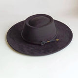 Wide brim vegan suede fedora hat for men and women in a classic women's hat style
