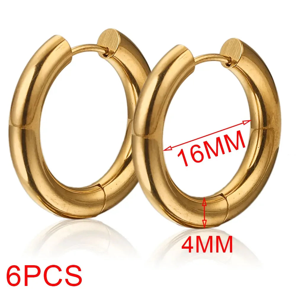 Gold plated large round hoop earrings for women, 6-piece HSF Marketplace jewelry set