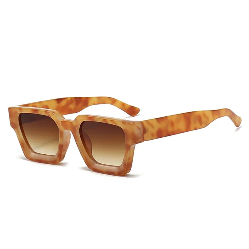 Luxury green square sunglasses for women and men, designer HSF Marketplace fashion shades with UV400 protection.