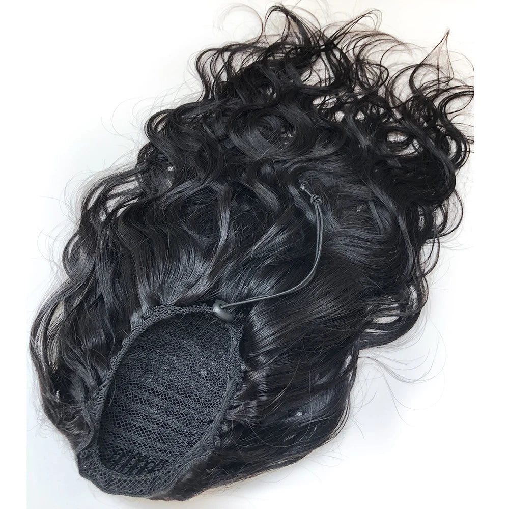 HSF Marketplace 100g body wave drawstring ponytail human hair extensions, natural wave Brazilian hair 10-28 inches