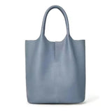 Genuine cowhide leather tote bag for women, luxury commuter style handbag in brown and white tones