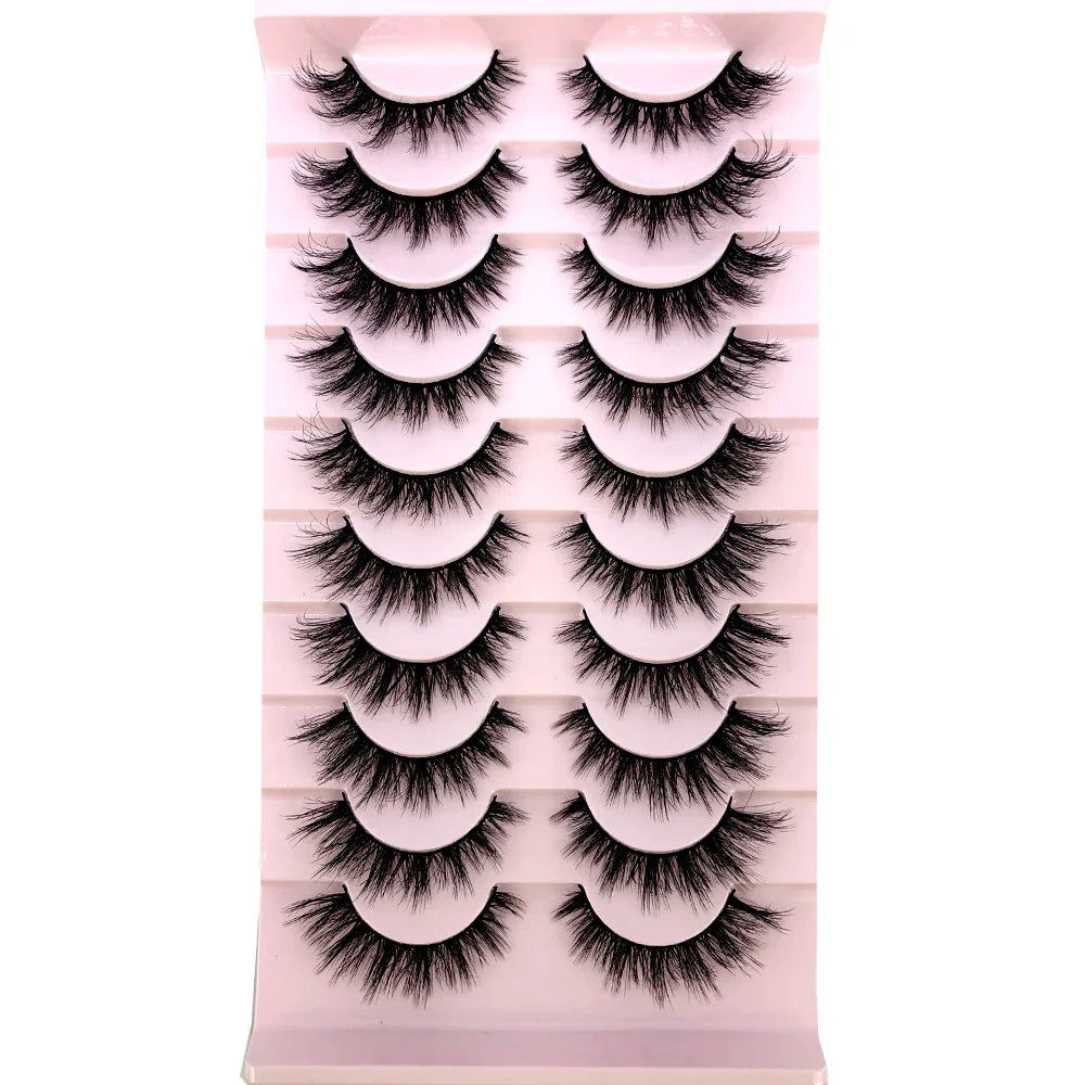 3D faux mink hair false eyelashes, 10 pairs of fluffy HSF Marketplace lashes in assorted styles