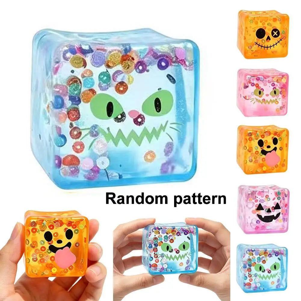 2026 New Luminous Halloween Spooky Squishy Cubes, Cartoon Characters Soft Squeeze ASMR Decompression Party Favor Gifts