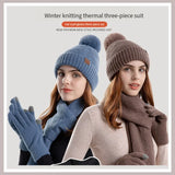 Women's winter beanie hat, scarf and gloves set, 3-piece cold-weather accessories ensemble