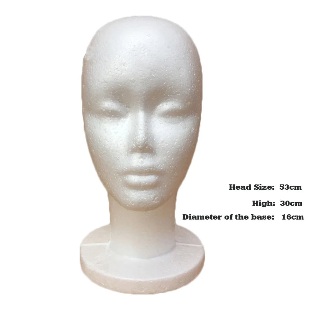 Foam Mannequin Head Wig Head, Female Mannequin Wig Display Stand Holder, Cosmetics Model Head White Foam Heads for Glasses Mask