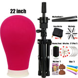 Wig Stand Tripod & Canvas Block Wig Head Adjustable Hairdresser Training Head Stand Set For Wig Display Styling Salon Home Used
