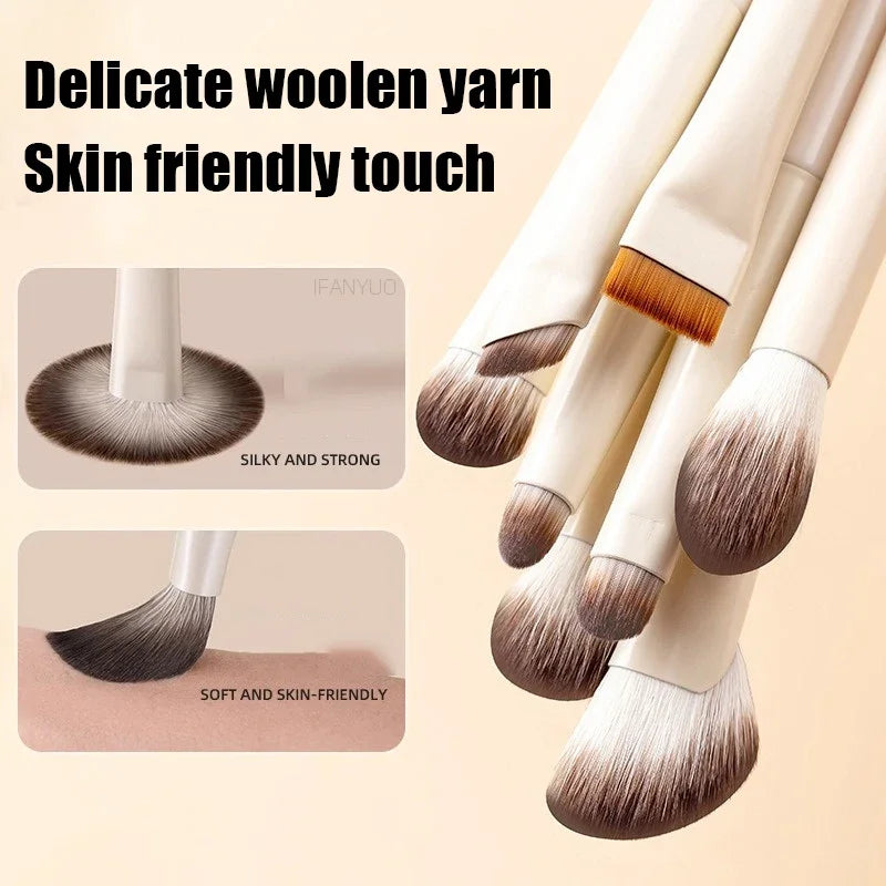 Natural eye makeup brush set with white ultra-soft eyeshadow and eyeliner brushes by HSF Marketplace