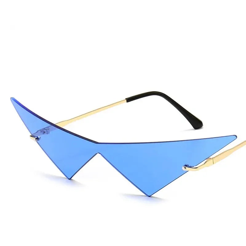 Fashion rimless triangle sunglasses for women by HSF Marketplace, stylish catwalk shades with UV400 protection and luxury design.