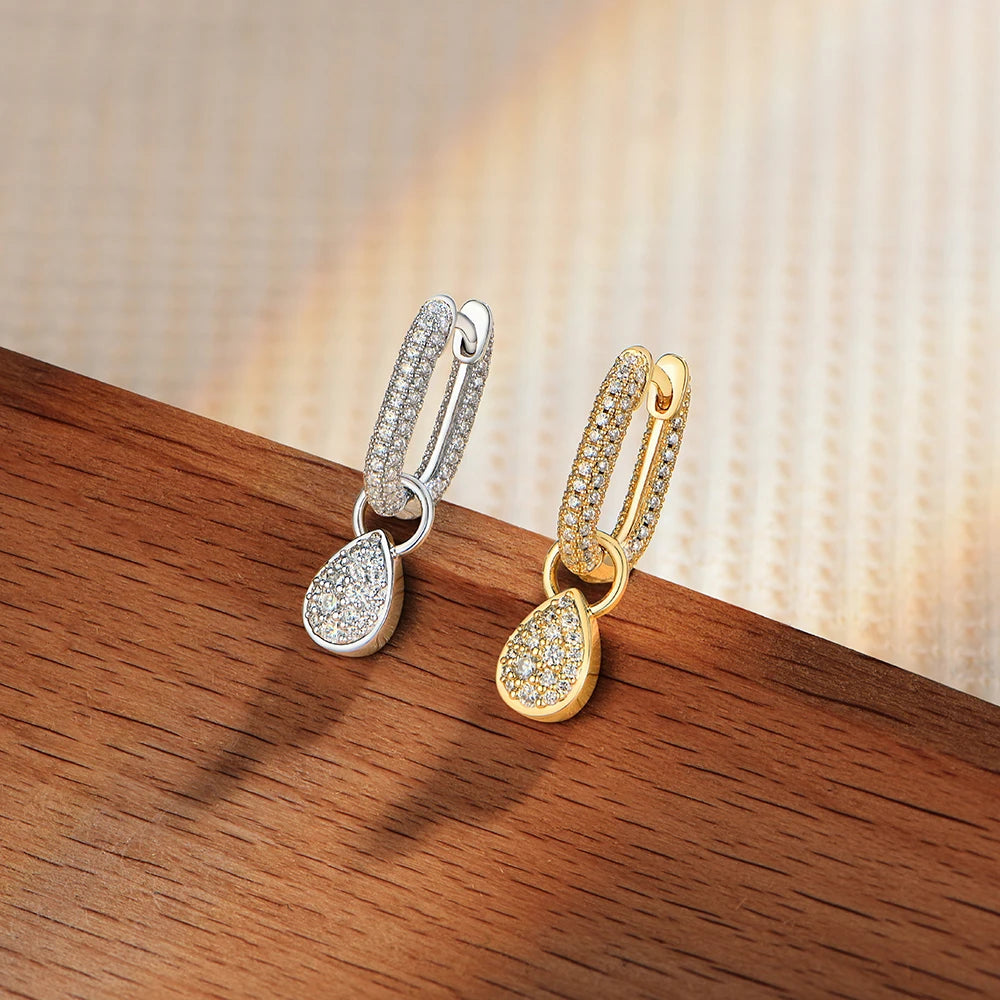 2026 full synthetic moissanite water drop pendant hoop earrings for women by HSF Marketplace